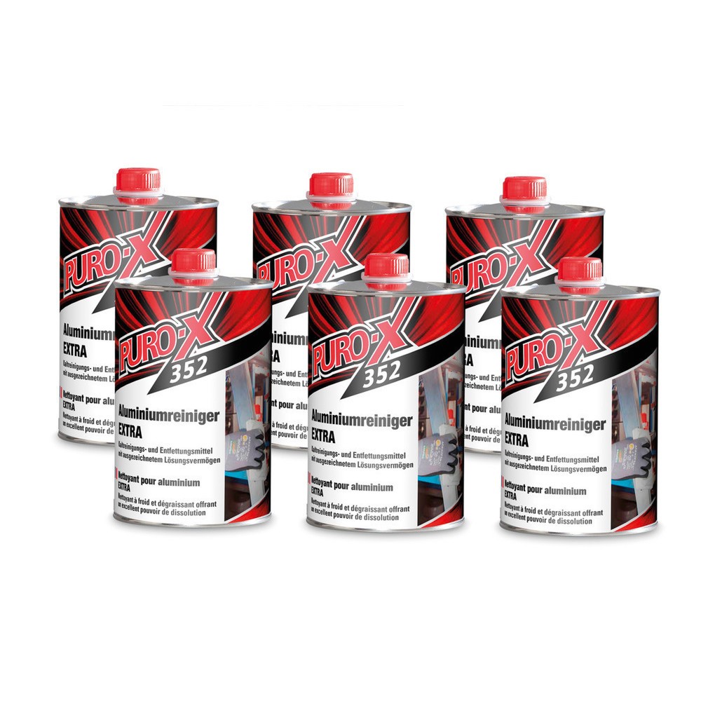 Image of  In verschiedenen Gebindegrössen erhältlichAluminiumreiniger Puro-X 352 Extra, 1 Liter, 6 Stk/VE Aluminiumreiniger Puro-X 352 Extra, 1 Liter, 6 Stk/VE