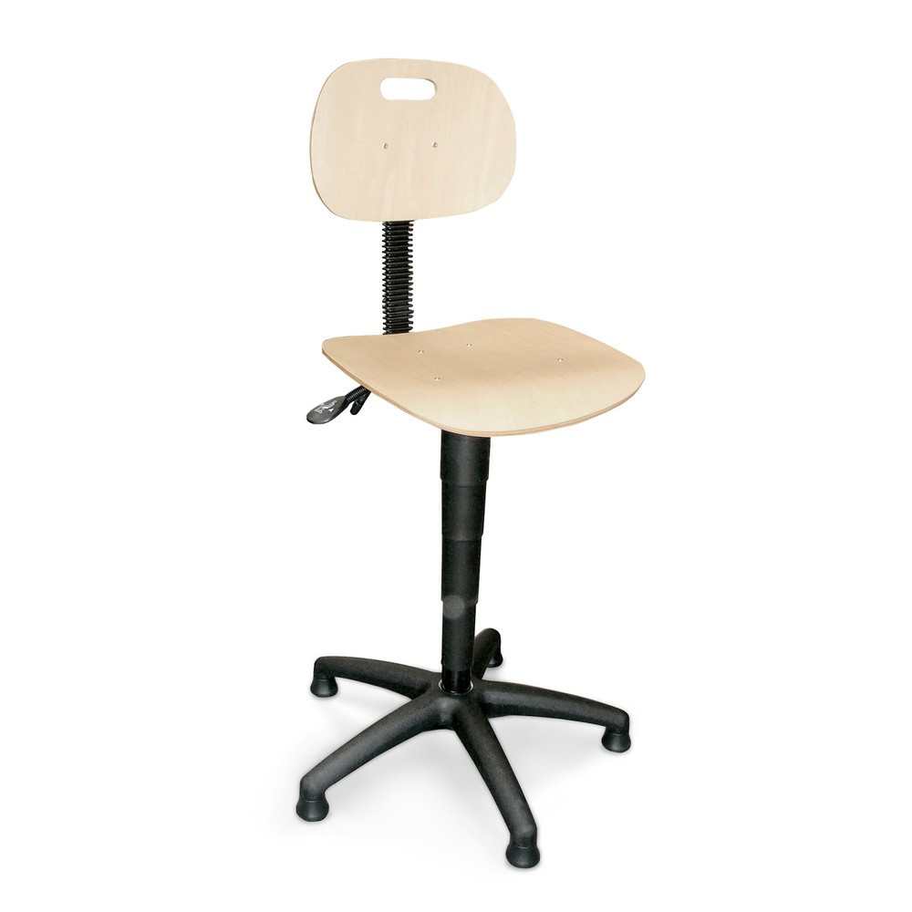 Image of Der Arbeitsdrehstuhl Ability – für dynamisches, ergonomisches Sitzen Sie bedienen oft hohe Maschinen und arbeiten dann wieder an niedrigeren Tischen oder Förderbändern? Dann brauchen Sie einen flexiblen Arbeitsstuhl, der sich schnell und einfach Ihren unt