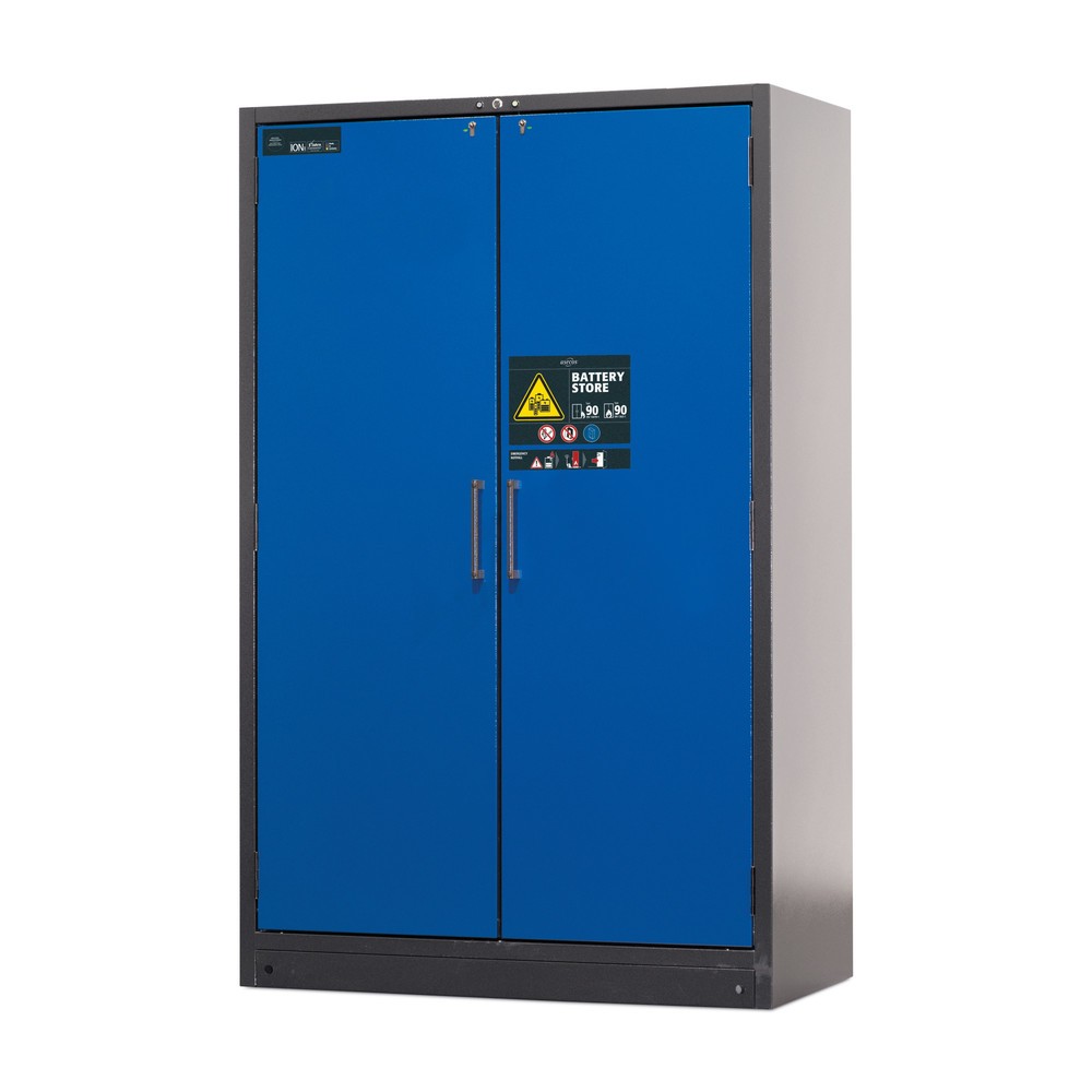 Image of asecos® Akku-Sicherheits-Lagerschrank Battery Store Pro: Akkus brandgeschützt aufbewahren Der asecos® Akku-Sicherheits-Lagerschrank Battery Store Pro bietet mit zahlreichen Features eine geschützte und komfortable Lagerung von Lithium-Ionen-Batterien. Die