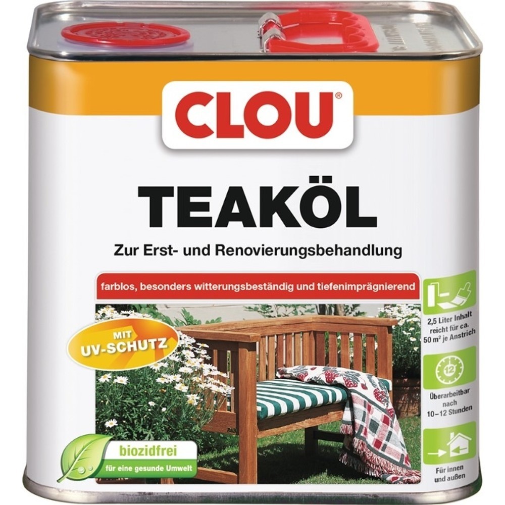 Image of  Gebinde: DoseCLOU Teaköl farblos 2,5l Dose CLOU Teaköl farblos 2,5l Dose