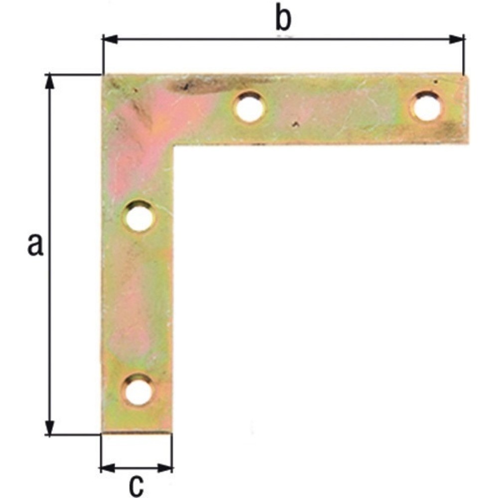 Image of  Mass b: 100mmGAH Möbelwinkel Länge 100 x 100 mm, Stahl galvanisch gelb verzinkt, Breite 15 mm Stärke 1,5 mm GAH Möbelwinkel Länge 100 x 100 mm, Stahl galvanisch gelb verzinkt, Breite 15 mm Stärke 1,5 mm