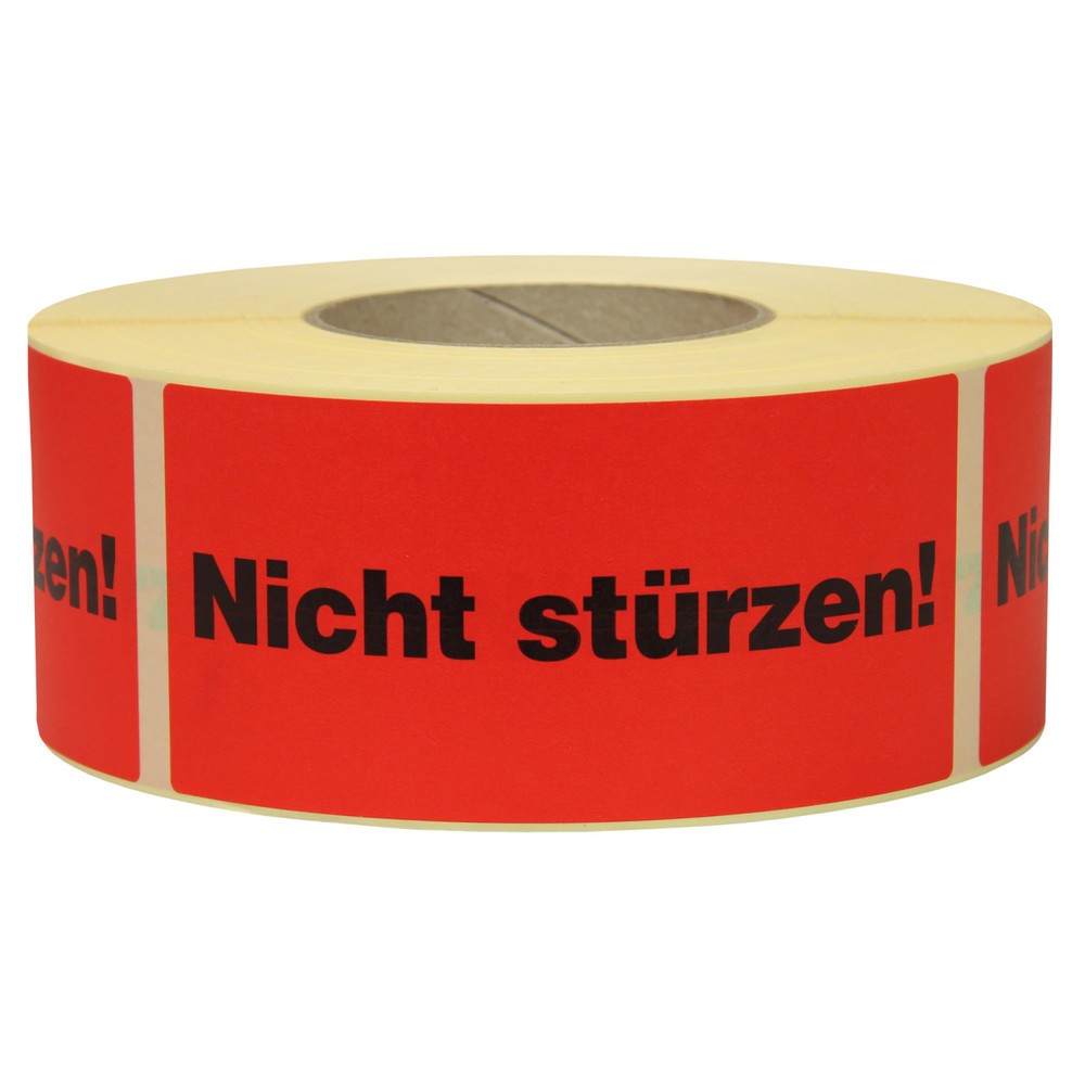 Image of  Wirtschaftliche Rolle mit 1.000 Stk.Hinweisetikett "Nicht stürzen", LxB 145 x 70 mm, 1 Rolle á 1.000 Stück Hinweisetikett "Nicht stürzen", LxB 145 x 70 mm, 1 Rolle á 1.000 Stück