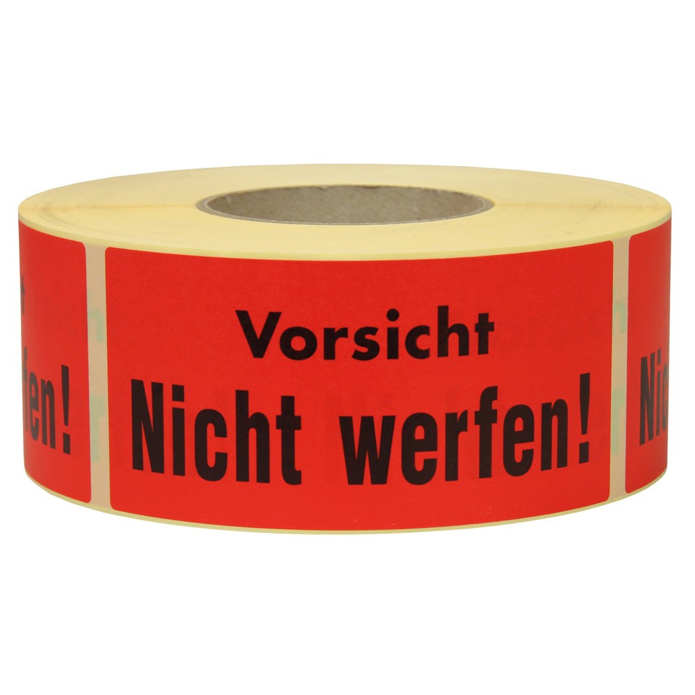 Image of  Wirtschaftliche Rolle mit 1.000 Stk.Hinweisetikett "Nicht werfen", LxB 145 x 70 mm, 1 Rolle á 1.000 Stück Hinweisetikett "Nicht werfen", LxB 145 x 70 mm, 1 Rolle á 1.000 Stück