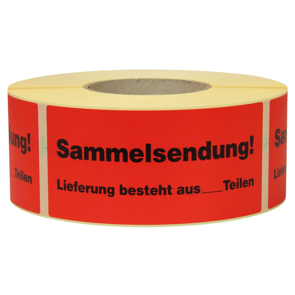 Image of  Wirtschaftliche Rolle mit 1.000 Stk.Hinweisetikett "Sammelsendung", LxB 145 x 70 mm, 1 Rolle á 1.000 Stück Hinweisetikett "Sammelsendung", LxB 145 x 70 mm, 1 Rolle á 1.000 Stück