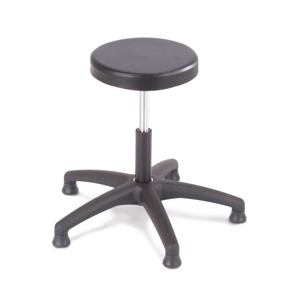 Image of Für einen ergonomischen Arbeitsplatz – der Hocker Universal Plus, PU-Sitz Dieser Universal Hocker ermöglicht Ihnen bequemes, stufenloses Höhenverstellen für ergonomisches Sitzen. Dafür sorgt die Gasfeder im Höhenverstellbereich, die sich durch Ringauslöse