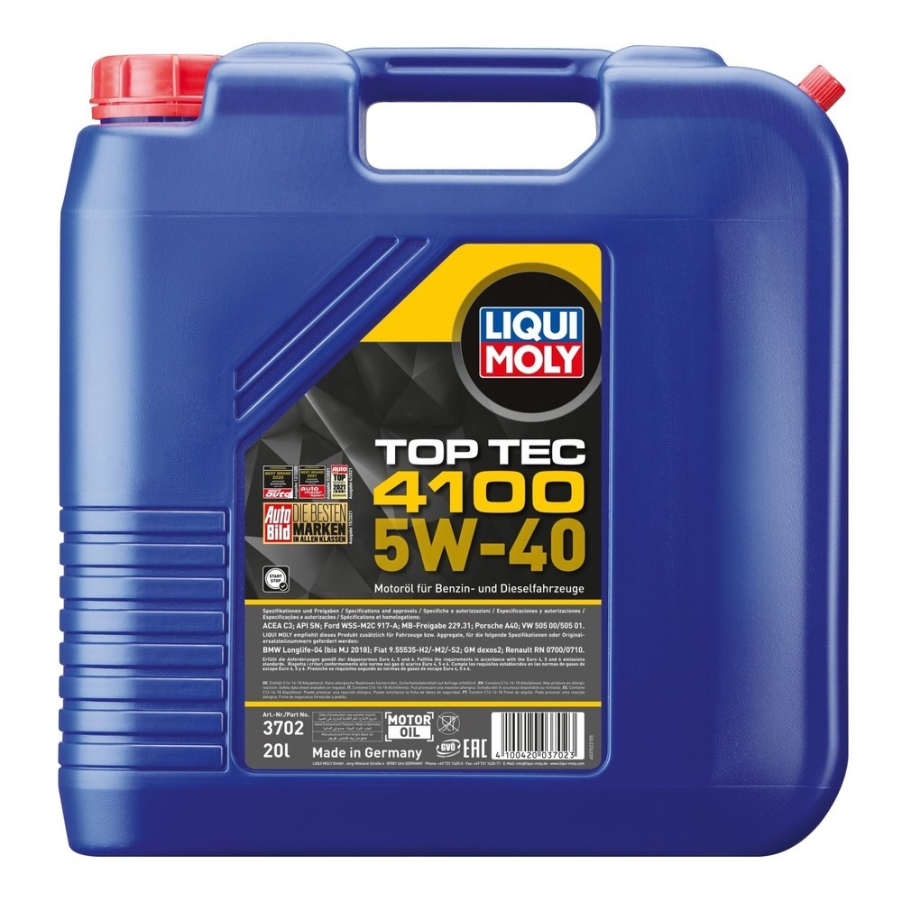 Image of  schnelle Ölversorgung bei tiefen TemperaturenLIQUI MOLY Top Tec 4100 5W-40 20 l LIQUI MOLY Top Tec 4100 5W-40 20 l