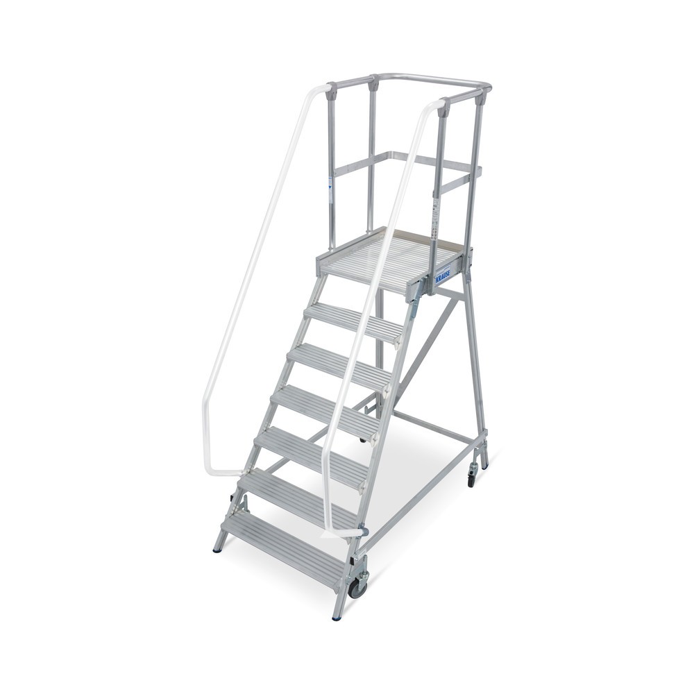 Image of Stabil und zeitgemäss – Podesttreppe KRAUSE® mit Geländer und Rollen Legen Sie bei Ihren Tätigkeiten im Betrieb Wert auf grösstmöglichen Arbeitsschutz? Die Podesttreppe KRAUSE® mit Geländer und Rollen verschafft Ihnen einen sicheren und bequemen Stand. Ih