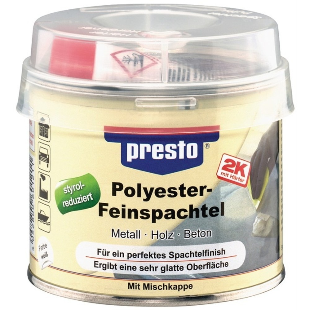 Image of  Farbe: weiss, Härter rotPRESTO 2K-Feinspachtellith® weiss, Härter rot 1000g Dose PRESTO PRESTO 2K-Feinspachtellith® weiss, Härter rot 1000g Dose PRESTO