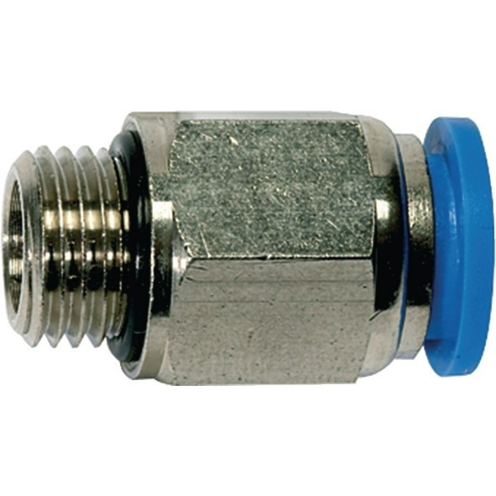 Image of  SW: 17mmRIEGLER Gerade Steckverschraubung Blaue Serie, mit O-Ring u. Aussensechskant zylindrisch, Aussengewinde G 3/8 ″ SW 17 mm, 10 mm 8 mm RIEGLER Gerade Steckverschraubung Blaue Serie, mit O-Ring u. Aussensechskant zylindrisch, Aussengewinde G 3/8 ″ S