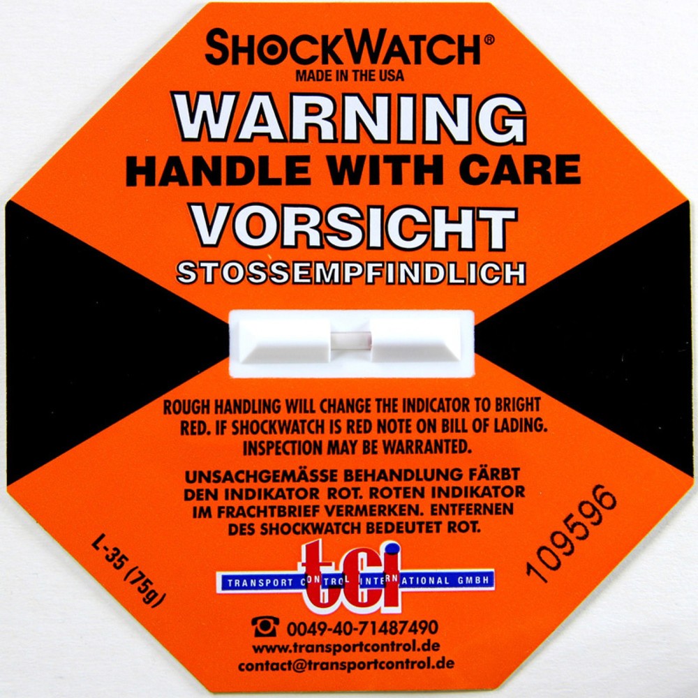 Image of  Warnetiketten für Schockindikatoren sind im Lieferumfang enthaltenShockindikator Shockwatch orange Shockindikator Shockwatch orange