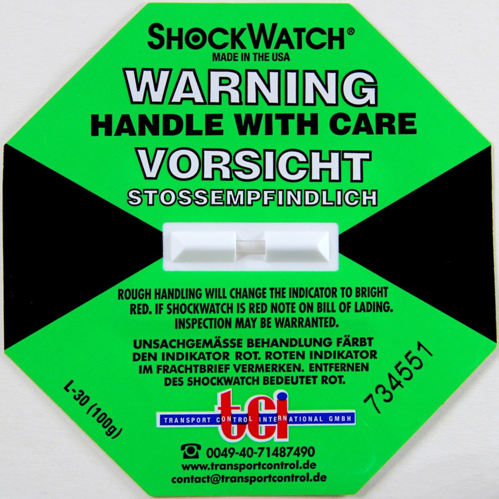 Image of  Warnetiketten für Schockindikatoren sind im Lieferumfang enthaltenShockindikator Shockwatch grün Shockindikator Shockwatch grün