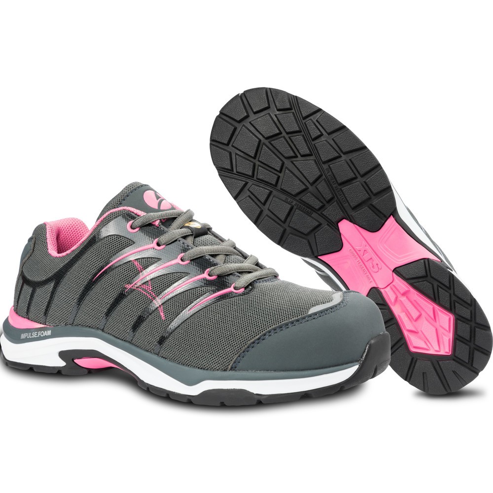 Image of Mit reflektierenden Sicherheitselementen Der Sicherheits-Sportschuh Twist Pink WNS Low S1P ESD ist aufgrund seiner ESD-Ausstattung für die Verwendung in elektrostatisch geschützten Bereichen geeignet. Die Oberfläche ist aus strapazierfähigem Textilgewebe 