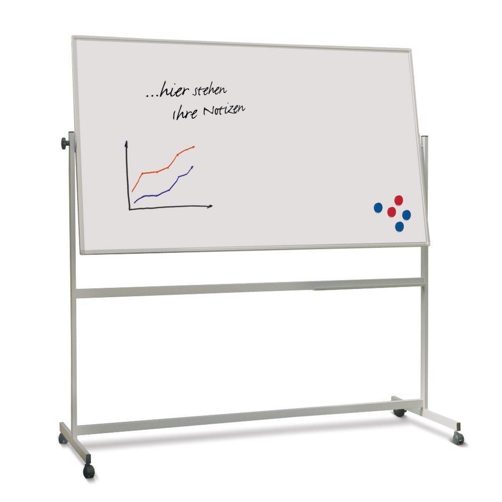 Image of Robuste Stativdrehtafel mit schwenkbarer Zeichenfläche Die Stativ-Drehtafel FRANKEN X-tra! Line, emailliert eignet sich besonders für das Notieren von handschriftlichen Texten und Grafiken. Die kratzfeste und säurebeständige Zeichenfläche ist unempfindlic