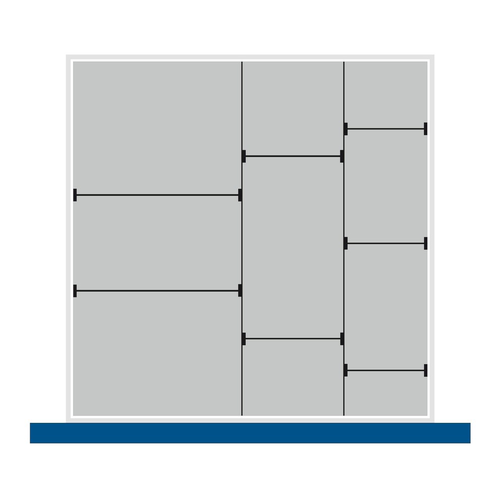 Image of Breite × Tiefe mm: 1300 × 650; verzinkt; Anzahl Trennwände 6; Anzahl Steckwände 7; Fronthöhe Schublade mm ab 150;Trenn- und Steckwände bott, 2 Trennwände, Frontenhöhe 100/125 mm Trenn- und Steckwände bott, 2 Trennwände, Frontenhöhe 100/125 mm