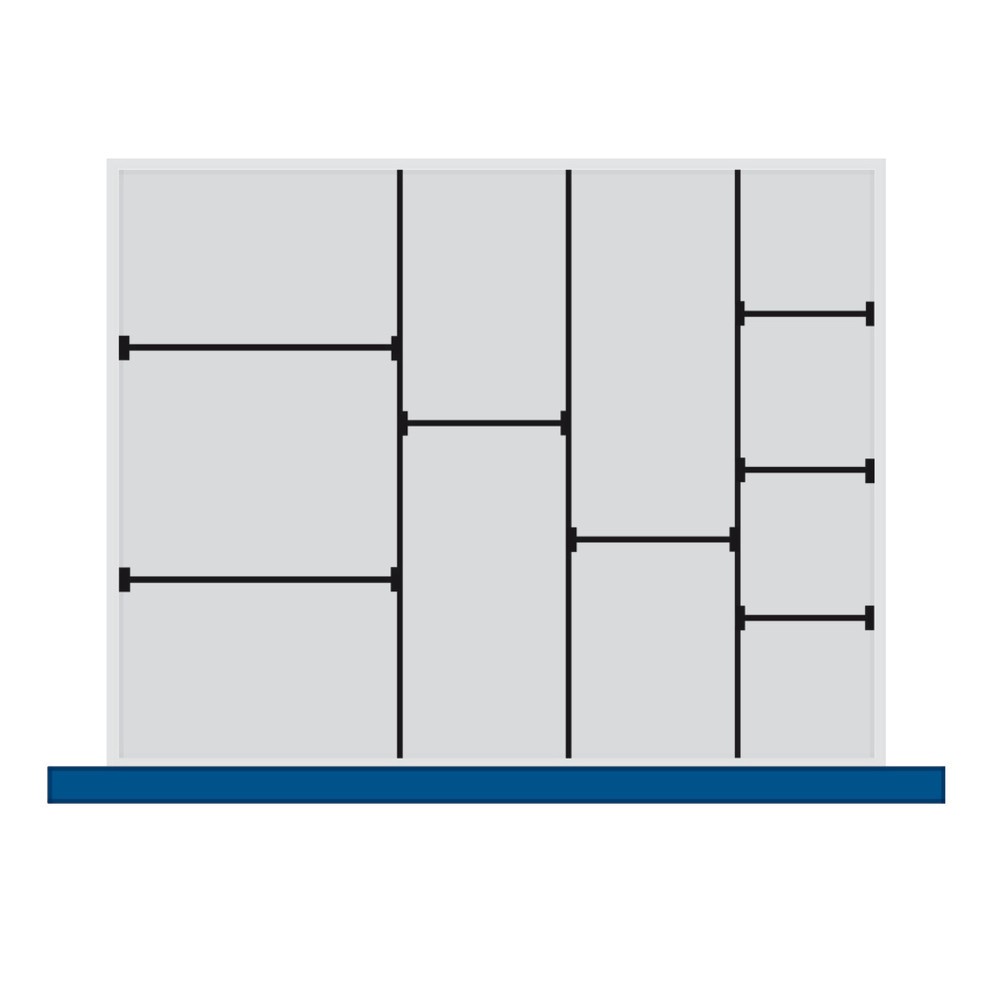 Image of Breite × Tiefe mm: 1300 × 650; verzinkt; Anzahl Trennwände 6; Anzahl Steckwände 7; Fronthöhe Schublade mm ab 150;Trenn- und Steckwände bott, 3 Trennwände, Frontenhöhe 100/125 mm Trenn- und Steckwände bott, 3 Trennwände, Frontenhöhe 100/125 mm