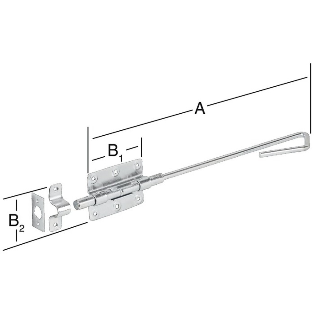 Image of  Mass A: 400mmVORMANN Bolzenstangenriegel, Länge 400 mm Breite 100 mm, Stahl blau verzinkt, Bolzen-Ø 16 mm VORMANN Bolzenstangenriegel, Länge 400 mm Breite 100 mm, Stahl blau verzinkt, Bolzen-Ø 16 mm