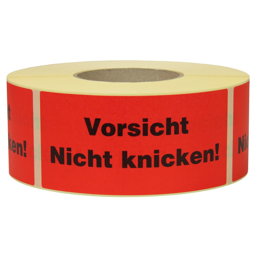 Image of  1 VE = 1000 StkWarnetiketten, 145 x 70 mm, aus Papier, mit Aufdruck, "Nicht knicken!", 1 VE = 1000 Stk Warnetiketten, 145 x 70 mm, aus Papier, mit Aufdruck, "Nicht knicken!", 1 VE = 1000 Stk