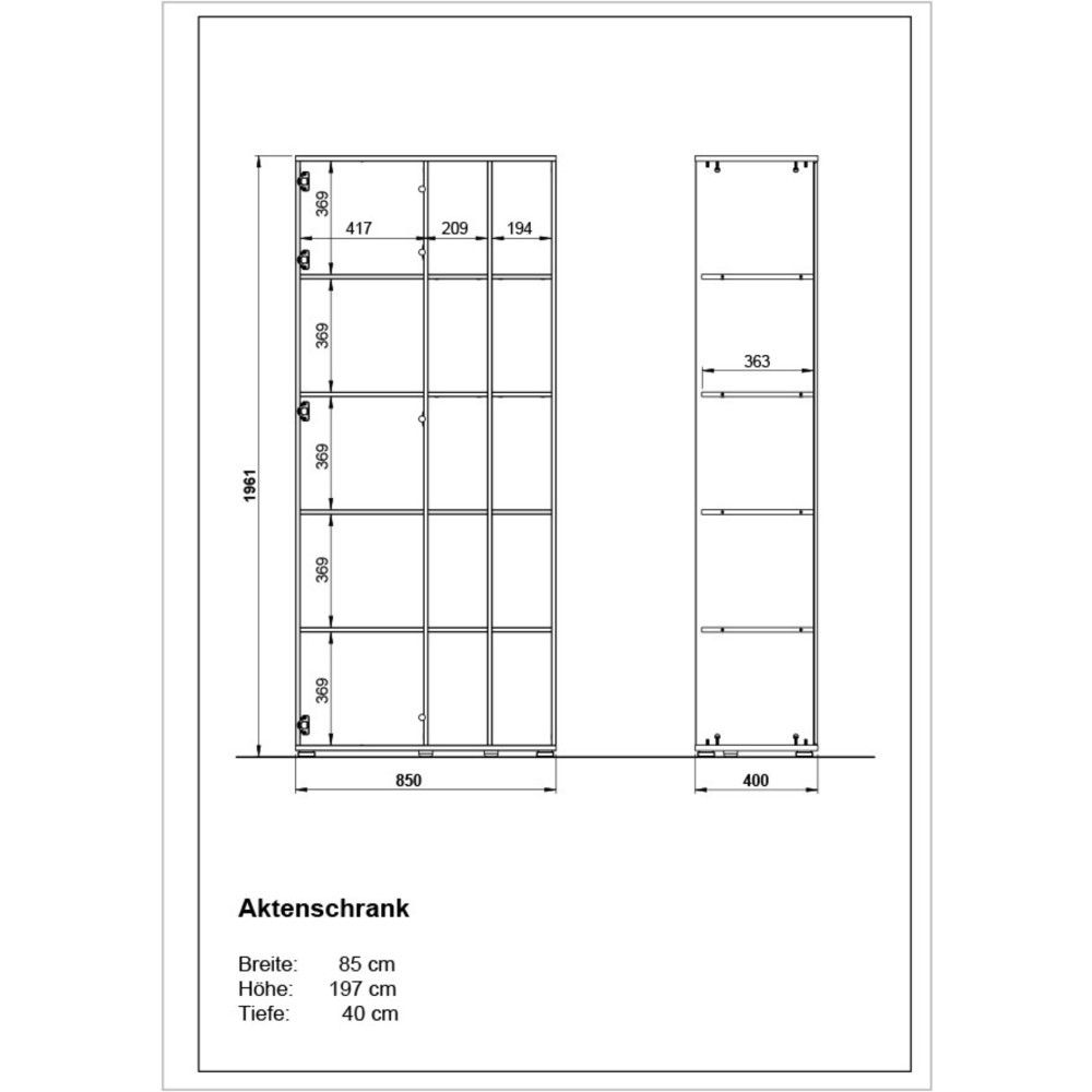 Produktabbildung Nr. 5: Aktenschrank LIONI, 11 offene Fächer, Weiss/Navarra-Eiche-Nb.