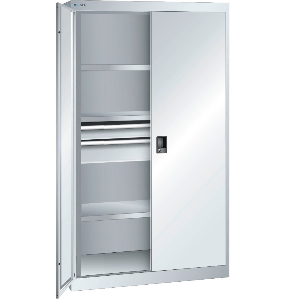 Armoire à charge lourde LISTA 54x27E, (lxPxH) 1 100x641x1 950 mm, 2 tiroirs, gris clair, CODE Lock