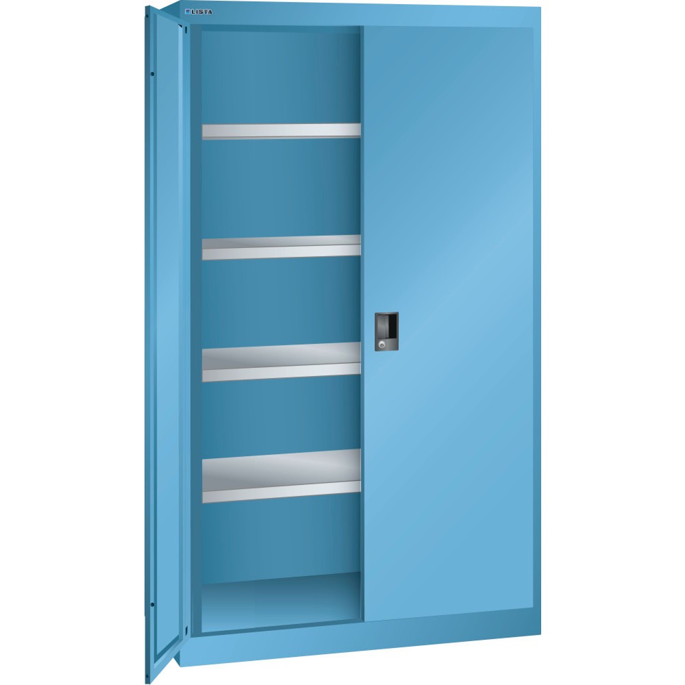 Armoire à charge lourde LISTA 54x27E, (lxPxH) 1 100x641x1 950 mm, 4 étagères réglables, bleu clair, RFID Lock