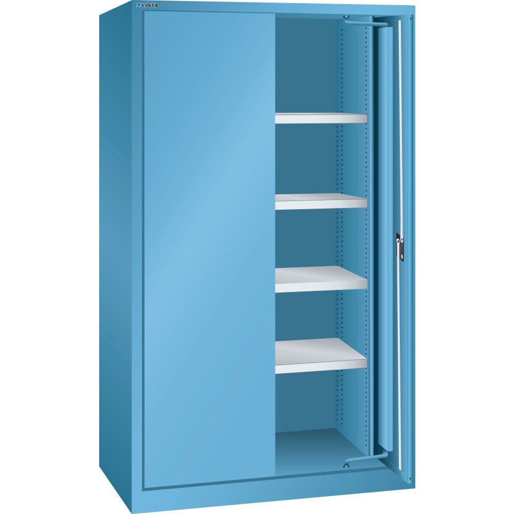 Armoire à charge lourde LISTA 54x27E, (lxPxH) 1 146x690x1 950 mm, portes rétractables, bleu clair, CODE Lock