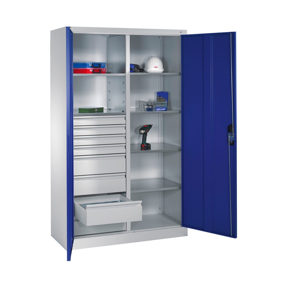 Armoire haute pour outils 4x86 + 2x174 mm, 6 plateaux, largeur 1 200 mm