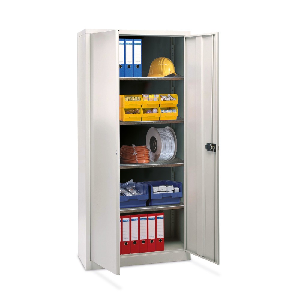 Armoire à portes battantes BISLEY, H x l x P 1 806 x 914 x 400 mm, gris clair, tablettes peintes