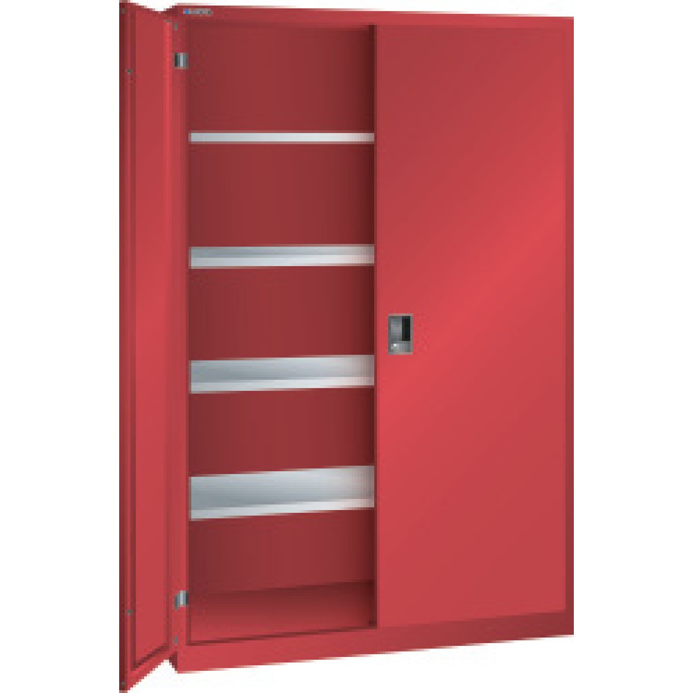 Armoire à portes battantes avec 4 étagères galvanisées, H x l x P 1 950 x 1 250 x 580 mm, rouge rubis, rouge rubis