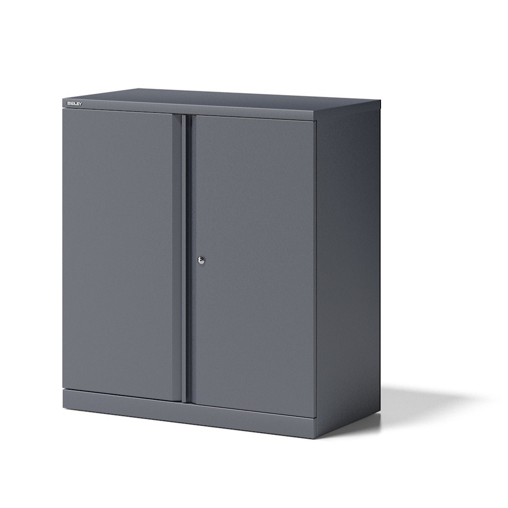 Armoire à portes battantes BISLEY Essentials, 2 hauteurs de classeur, largeur 914 mm, gris clair