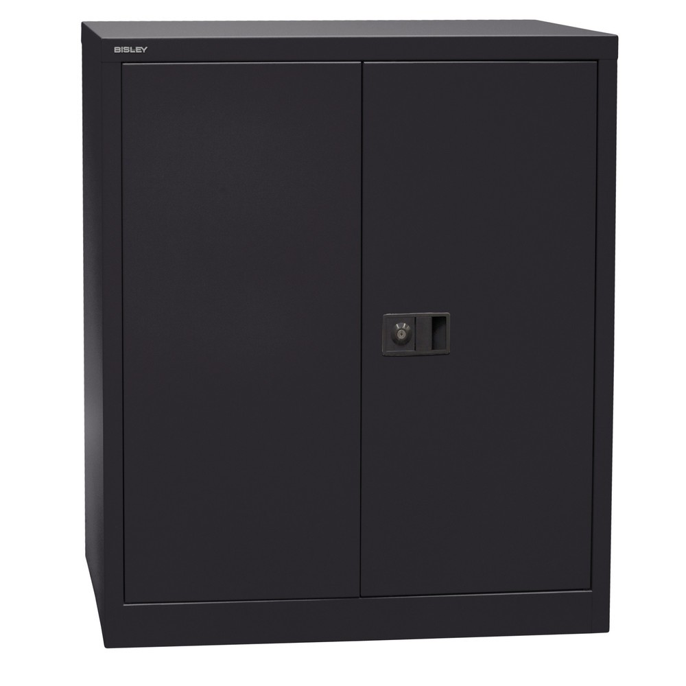 Armoire à portes battantes BISLEY, H x l x P 1 000 x 914 x 400 mm, noir, tablettes peintes