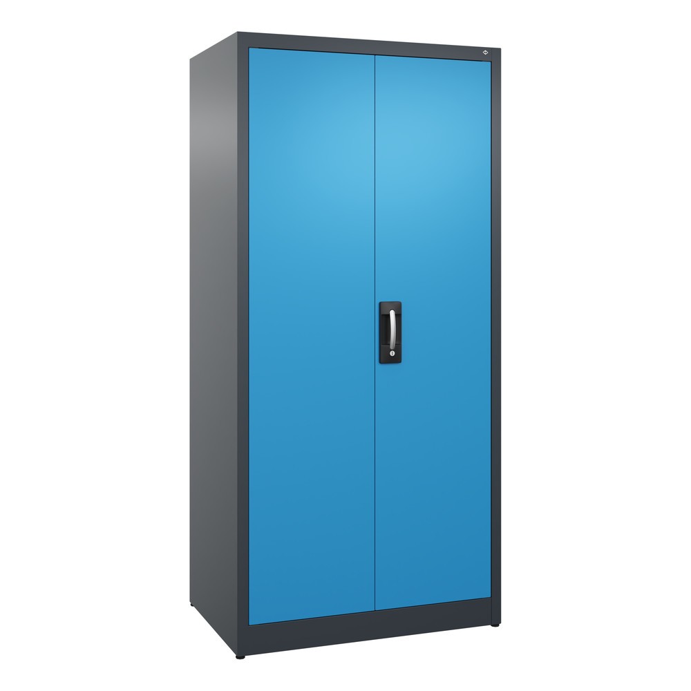 Armoire à portes battantes C+P, 5 niveaux, H x l x P 1950 x 930 x 600 mm, bleu clair, gris anthracite