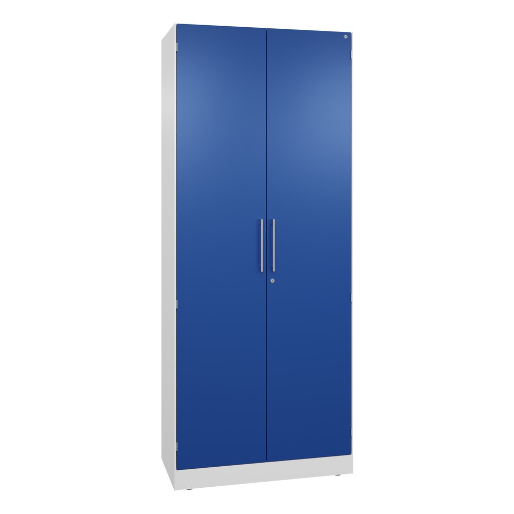 Armoire à portes battantes C+P Asisto, 5 hauteurs de classeur, largeur 800 mm, blanc signalisation, bleu gentiane