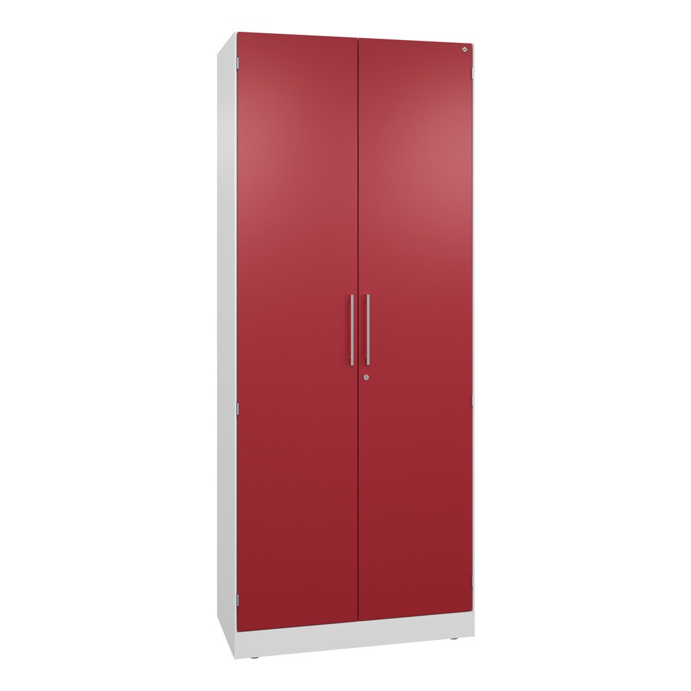 Armoire à portes battantes C+P Asisto, 5 hauteurs de classeur, largeur 800 mm, blanc signalisation, rouge rubis