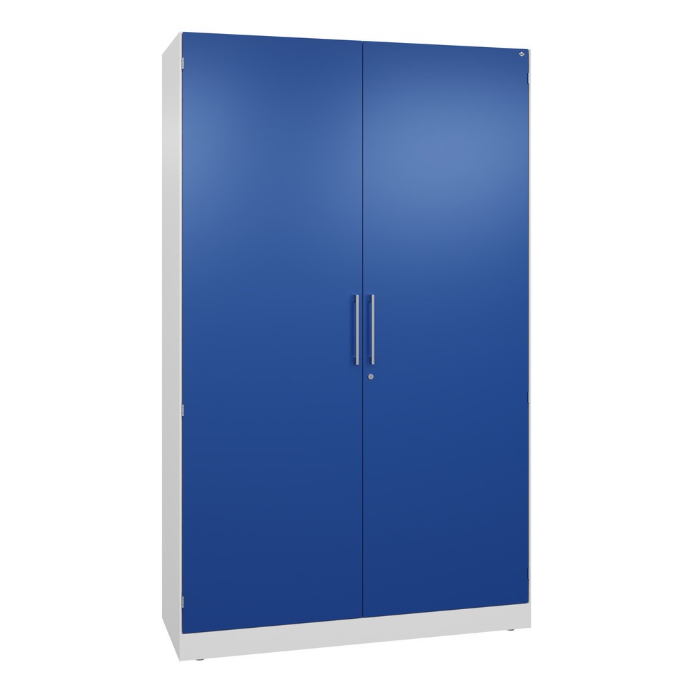 Armoire à portes battantes C+P Asisto, 5 hauteurs de classeur, largeur 1 200 mm, blanc signalisation, bleu gentiane