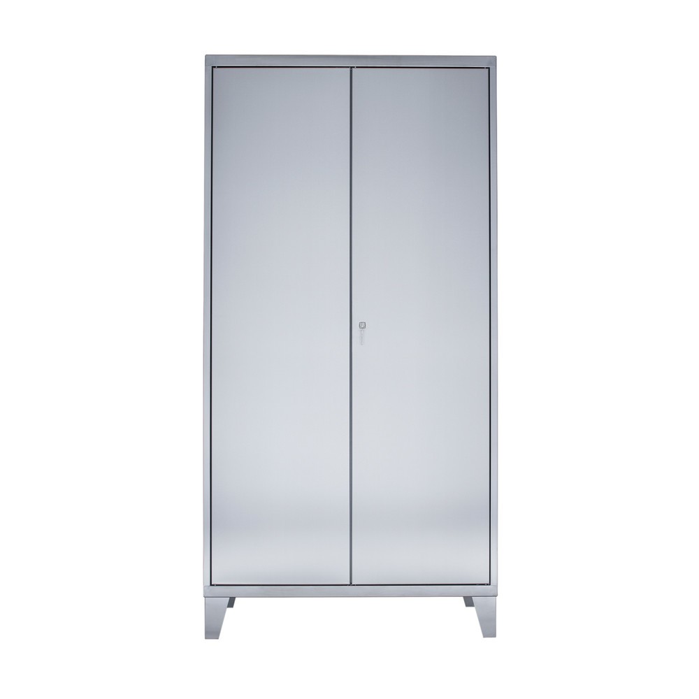 Armoire à portes battantes en acier inoxydable, à 2 battants,HxlxP 2.000 x 1.000 x 600 mm, avec pieds