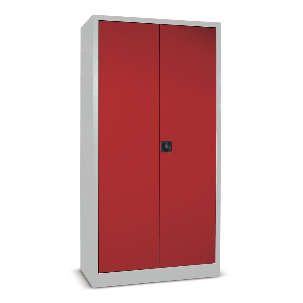 Armoire à portes battantes PAVOY, 4 tablettes, H x l x P 1 950 x 1 000 x 400 mm, rouge feu, gris clair