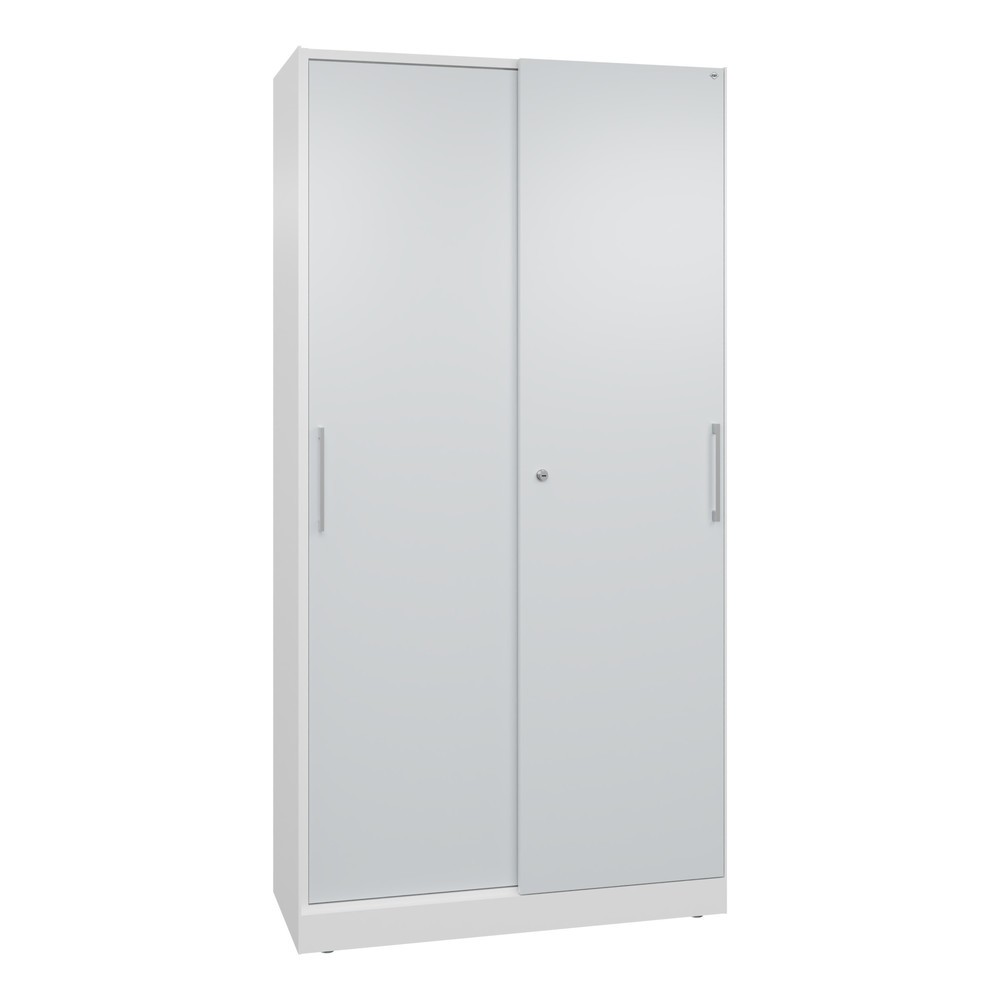 Armoire à portes coulissantes C+P Asisto, 5 hauteurs de classeur, largeur 1 000 mm, blanc signalisation, gris clair