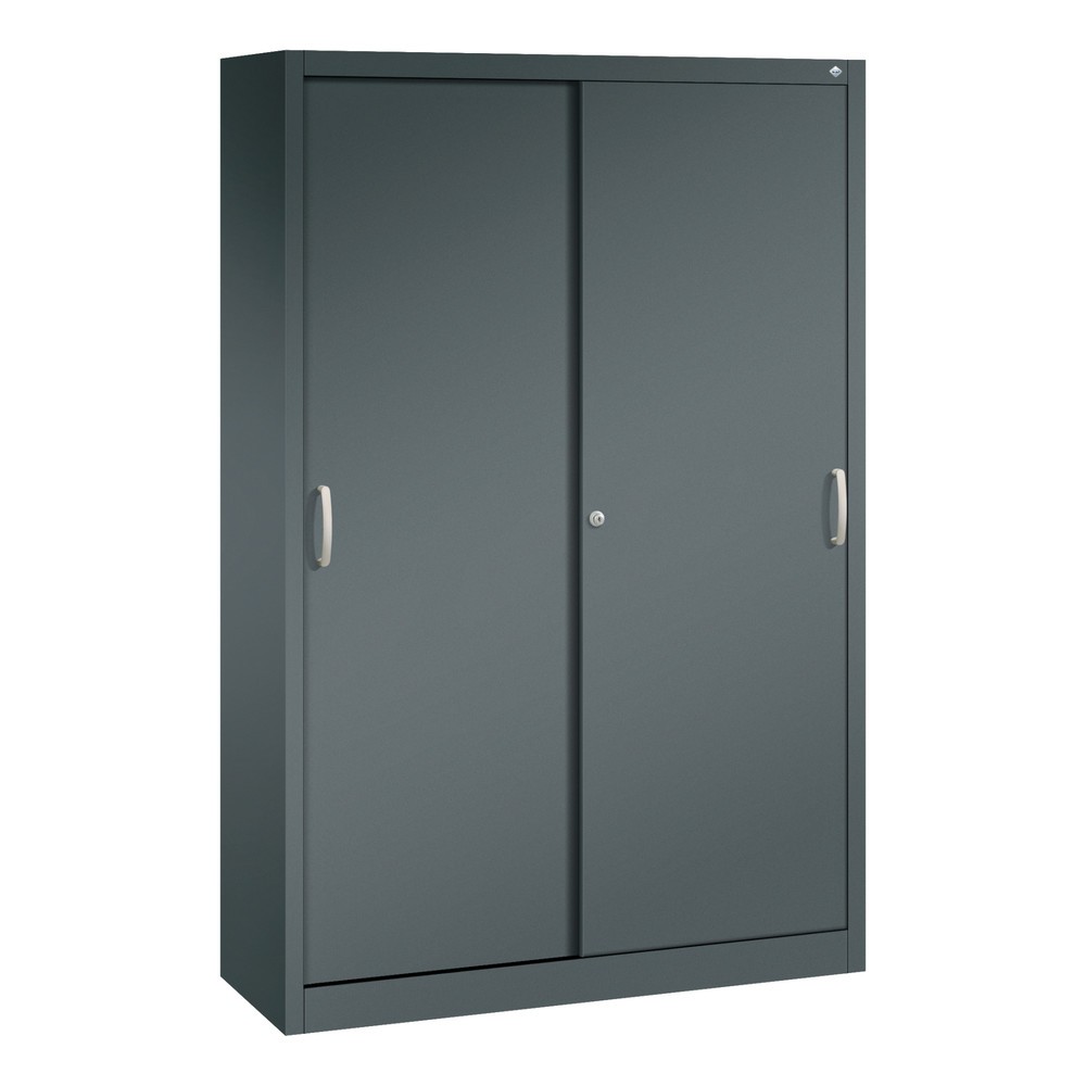 Armoire à portes coulissantes d’atelier C+P avec 4 tablettes, H x l x P 1 950 x 1 200 x 400 mm, gris anthracite, gris anthracite