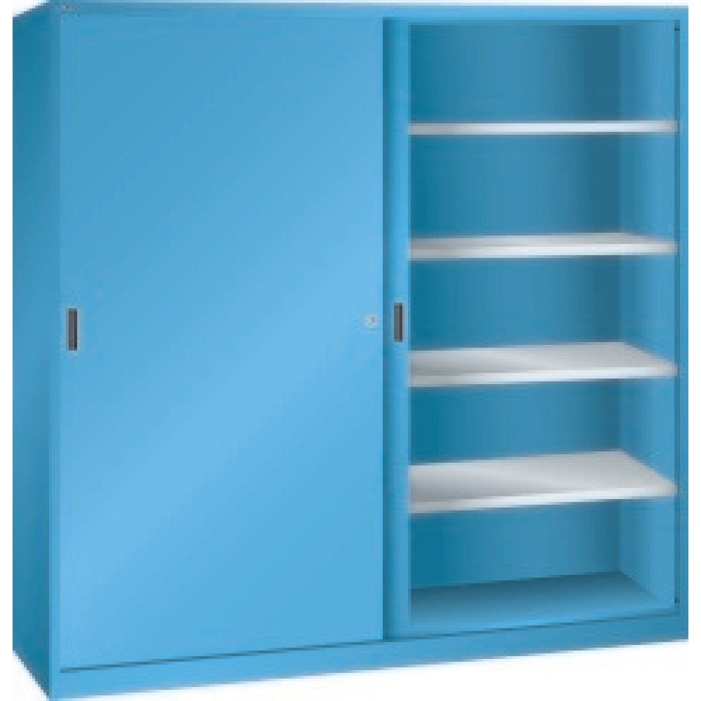 Armoire à portes coulissantes, extra-large, H x l x P 1 950 x 2 000 x 580 mm, bleu capri, bleu capri