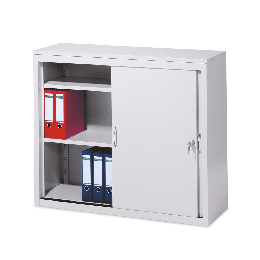 Armoire à portes coulissantes, H x l x P 1 025 x 1 200 x 400 mm, gris clair, bleu gentiane, Blanc