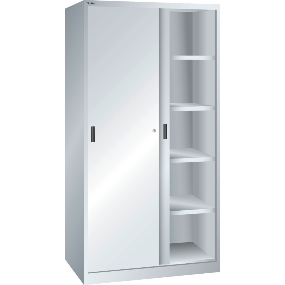 Armoire à portes coulissantes LISTA, (lxPxH) 1 000x580x1 950 mm, 8 étagères réglables, gris clair