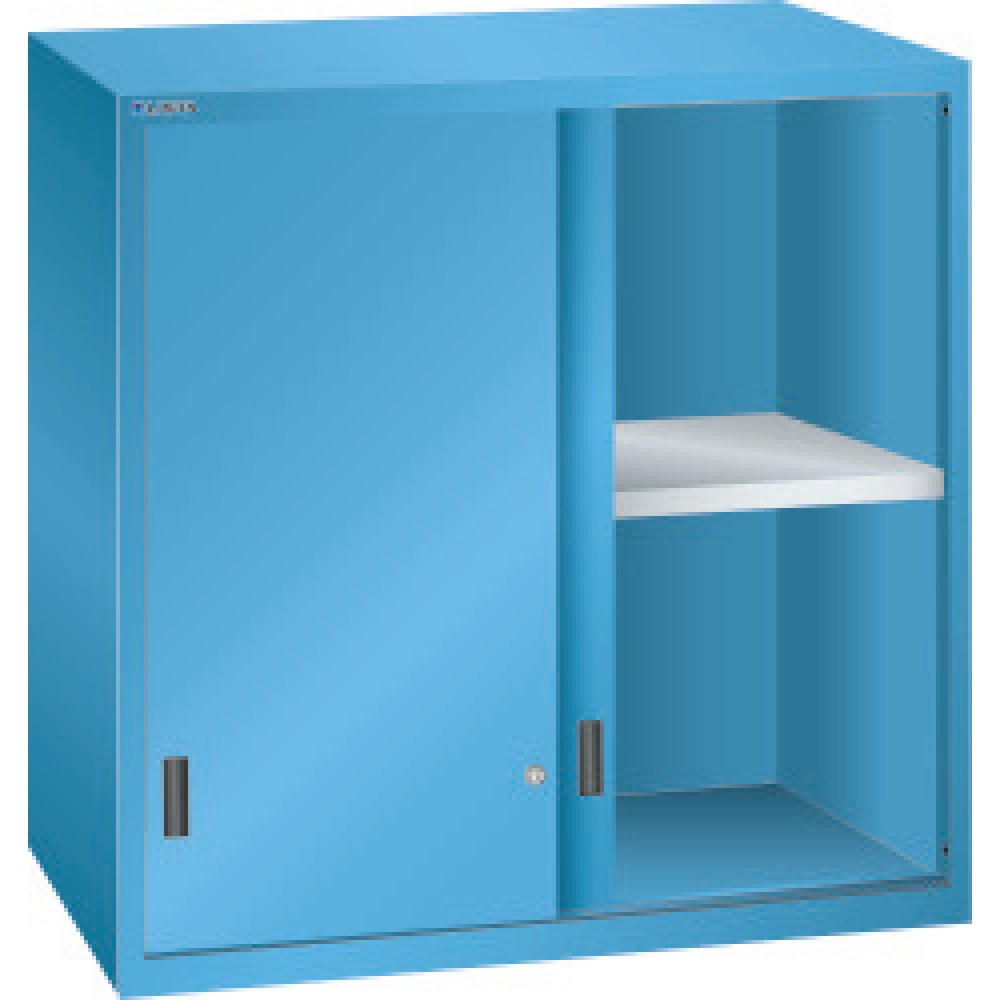 Armoire à poser avec portes coulissantes pour armoires à tiroirs, H x l x P 1 000 x 1 023 x 725 mm, bleu clair