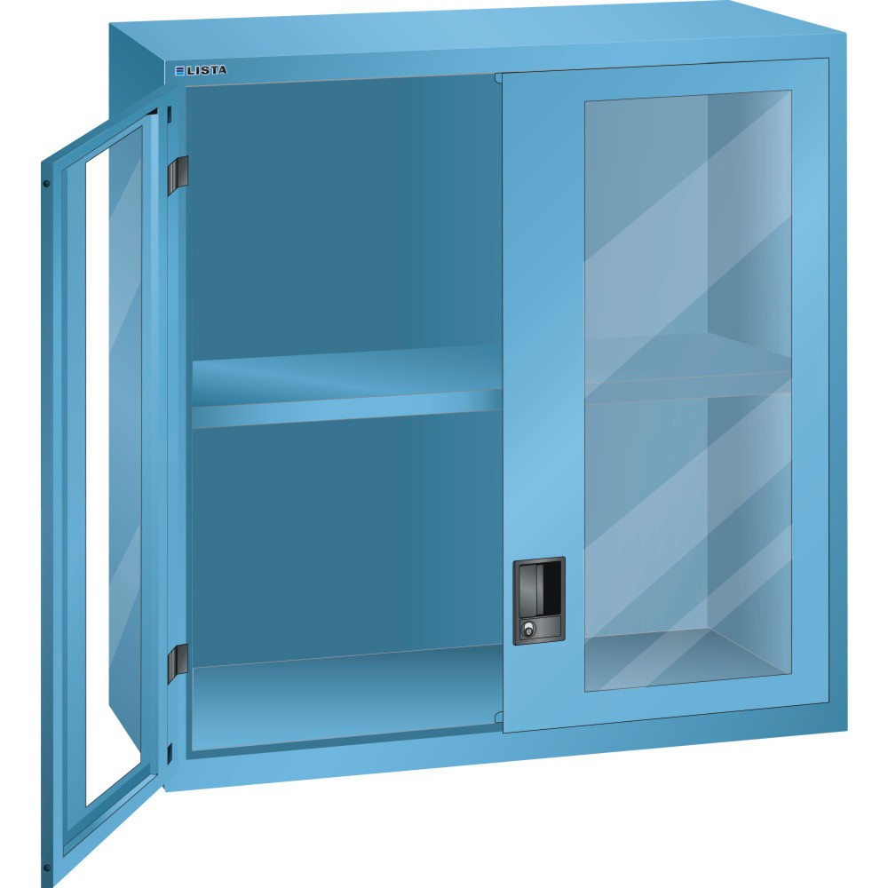 Armoire à poser LISTA 54x27E, (lxPxH) 1 023x572x1 000 mm, vitres transparentes, bleu clair