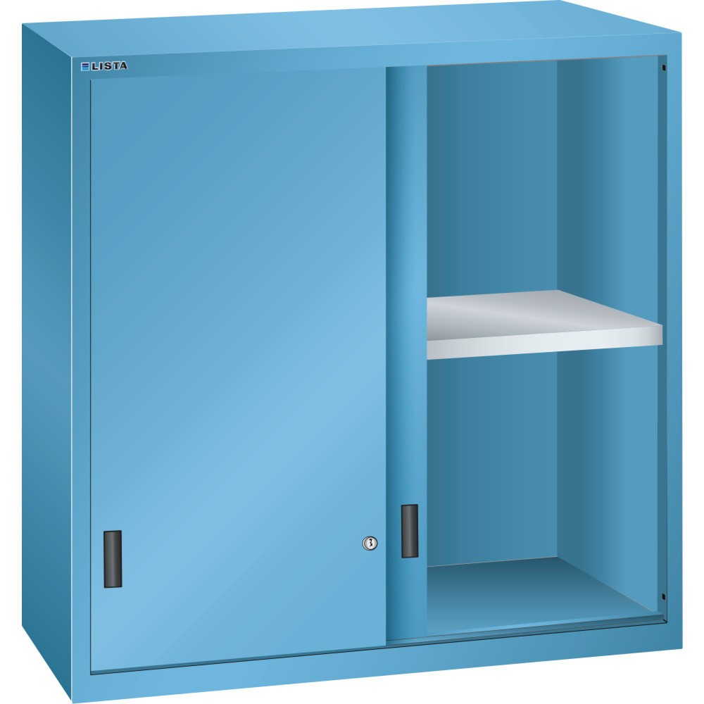 Armoire à poser LISTA à portes coulissantes 54x27E, (lxPxH) 1 023x572x1 000 mm, bleu clair