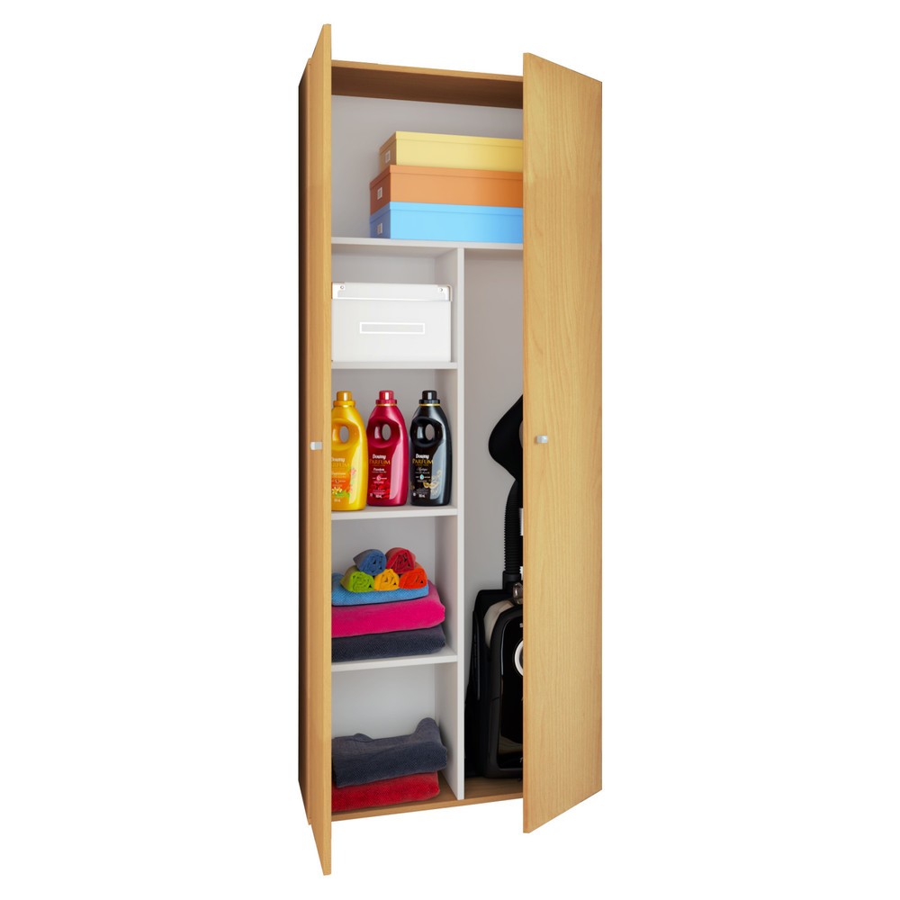 Armoire à produits d’entretien Vandol II avec portes, hêtre