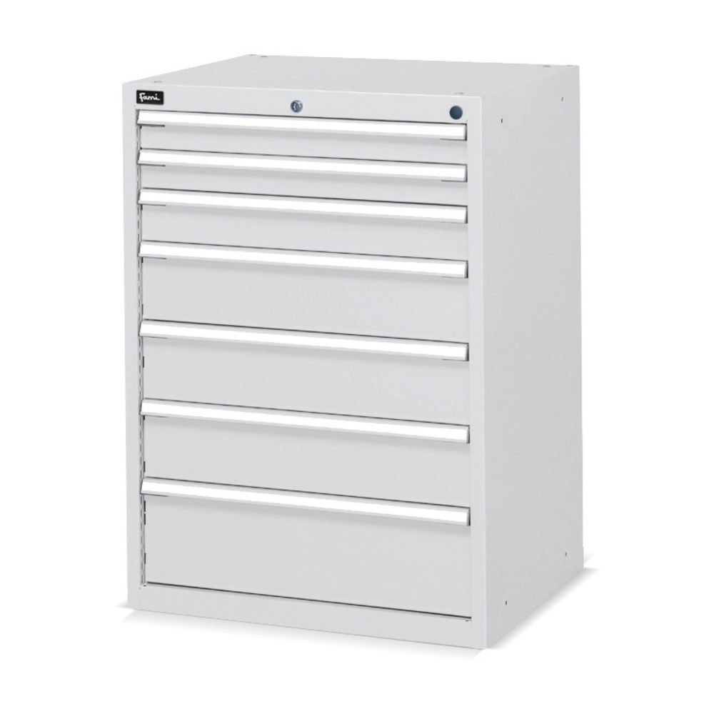 Armoire à tiroirs Fami Flexa Key Comfort, tiroirs 2x75/1x100/3x150/1x200 mm, HxLxP 1 000 x 717 x 600 mm, RAL 7035 gris clair