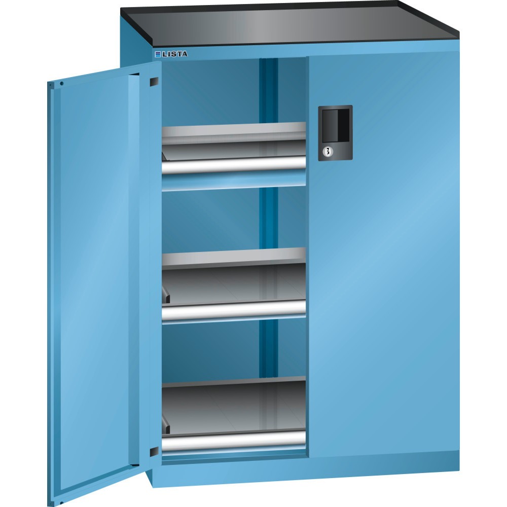 Armoire à tiroirs LISTA 36x27E, (lxPxH) 717x600x1 020 mm, 1 tiroir, 1 x 75, bleu clair, KEY Lock