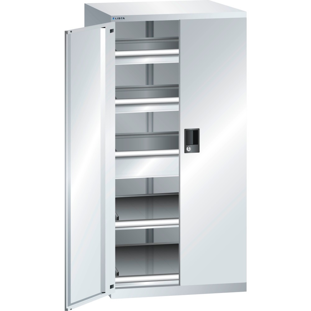 Armoire à tiroirs LISTA 36x36E, (lxPxH) 717x753x1 450 mm, 3 tiroirs, capacité de charge 200 kg, 2 x 75 / 1 x 150, gris clair, KEY Lock