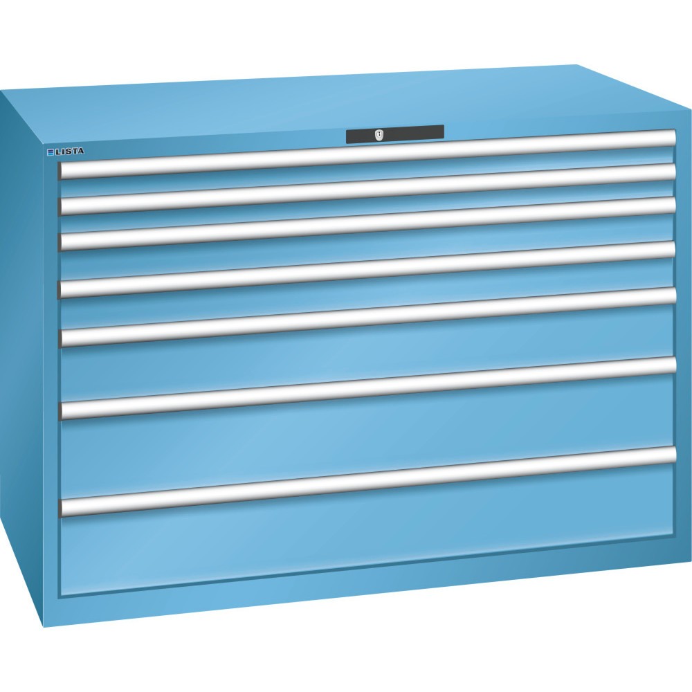 Armoire à tiroirs LISTA 78x36E, (lxPxH) 1 431x725x1 000 mm, 7 tiroirs capacité de charge 200 kg, bleu clair, CODE Lock