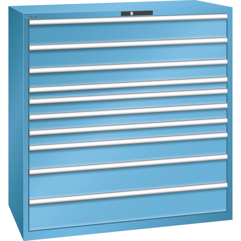 Armoire à tiroirs LISTA 78x36E, (lxPxH) 1 431x725x1 450 mm, 10 tiroirs capacité de charge 200 kg, bleu clair, KEY Lock